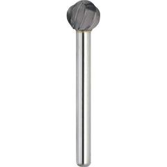 Made in USA - 3/16" Cut Diam, 1/4" Shank Diam, Ball Head Aluma Cut Burr - Carbide, 1/8" LOC, 2" OAL - Benchmark Tooling