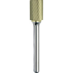 Made in USA - 1/2" Cut Diam, 1/4" Shank Diam, Cylinder Head Chipbreaker Cut Burr - Carbide, 1" LOC, 2-3/4" OAL - Benchmark Tooling