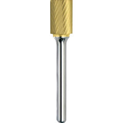 Made in USA - 3/4" Cut Diam, 1/4" Shank Diam, Cylinder Head Single Cut Burr - Carbide, 3/4" LOC, 2-1/2" OAL - Benchmark Tooling