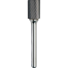 Made in USA - 1/2" Cut Diam, 1/4" Shank Diam, Cylinder Head Chipbreaker Cut Burr - Carbide, 1" LOC, 2-3/4" OAL - Benchmark Tooling