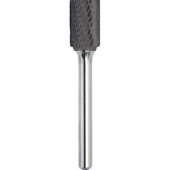 Made in USA - 1/2" Cut Diam, 1/4" Shank Diam, Cylinder Head Double Cut Burr - Carbide, 1" LOC, 2-3/4" OAL - Benchmark Tooling