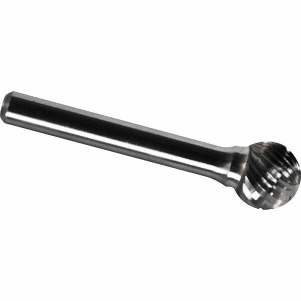 Made in USA - 8mm Cut Diam, 0.2362" Shank Diam, Ball Head Chipbreaker Cut Burr - Carbide, 6.4mm LOC, 51.4mm OAL - Benchmark Tooling