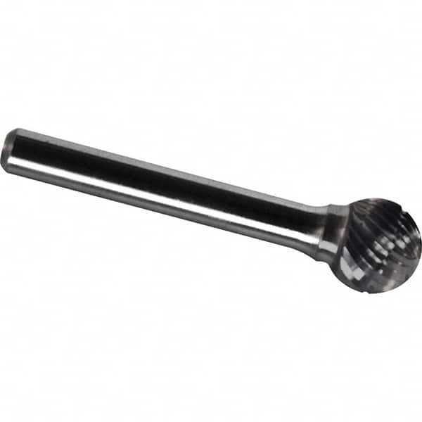 Made in USA - 5/16" Cut Diam, 1/4" Shank Diam, Ball Head Chipbreaker Cut Burr - Carbide, 1/4" LOC, 2-1/16" OAL - Benchmark Tooling