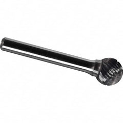 Made in USA - 5/16" Cut Diam, 1/4" Shank Diam, Ball Head Chipbreaker Cut Burr - Carbide, 1/4" LOC, 2-1/16" OAL - Benchmark Tooling