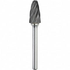 Made in USA - 3/8" Cut Diam, 1/4" Shank Diam, Cone Head Aluma Cut Burr - Carbide, 1-1/16" LOC, 2-13/16" OAL - Benchmark Tooling