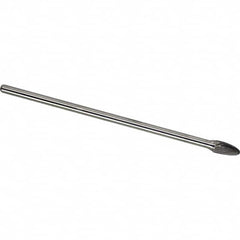 Made in USA - 9.5mm Cut Diam, 0.2362" Shank Diam, Tree with Radius Head Single Cut Burr - Carbide, 19mm LOC, 169mm OAL - Benchmark Tooling