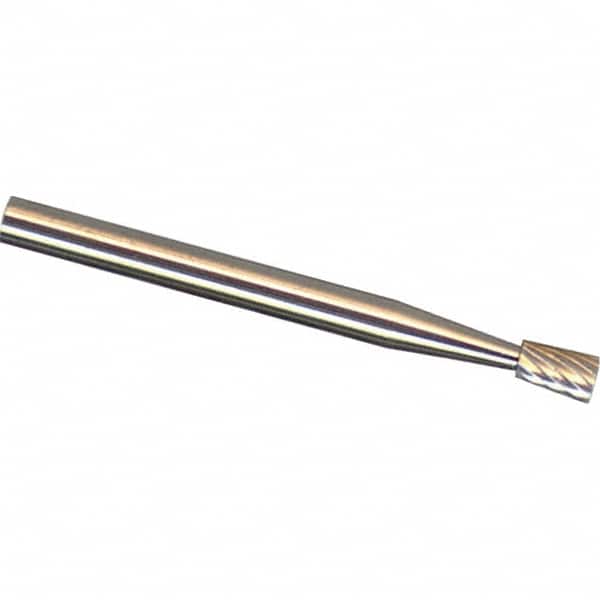 Made in USA - 6mm Cut Diam, 0.2362" Shank Diam, Inverted Cone Head Chipbreaker Cut Burr - Carbide, 8mm LOC, 50mm OAL - Benchmark Tooling