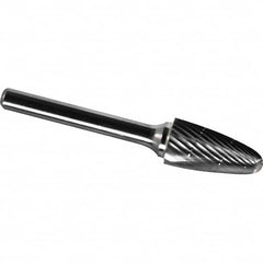 Made in USA - 1-1/4" Cut Diam, 3/8" Shank Diam, Tree with Radius Head Chipbreaker Cut Burr - Carbide, 2" LOC, 3-3/4" OAL - Benchmark Tooling