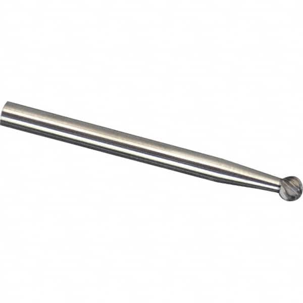 Made in USA - 1/8" Cut Diam, 1/8" Shank Diam, Ball Head Aluma Cut Burr - Carbide, 1/8" LOC, 3" OAL - Benchmark Tooling