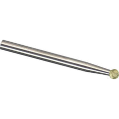 Made in USA - 3mm Cut Diam, 0.1181" Shank Diam, Ball Head Single Cut Burr - Carbide, 2.5mm LOC, 75mm OAL - Benchmark Tooling