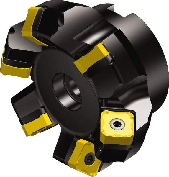 Sandvik Coromant - 125mm Cut Diam, 40mm Arbor Hole, 6mm Max Depth of Cut, 45° Indexable Chamfer & Angle Face Mill - 6 Inserts, 345R-13T5 Insert, Right Hand Cut, Series CoroMill 345 - Benchmark Tooling