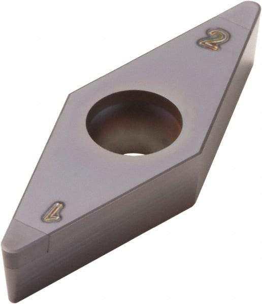 Seco - VBGW332 Grade CBN060K CBN Turning Insert - 35° Diamond, 3/8" Inscr Circle, 3/16" Thick, 1/32" Corner Radius - Benchmark Tooling
