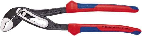 Knipex - 7-1/4" OAL, 1-1/2" Max Capacity, 9 Position Water Pump Tongue & Groove Pliers - V-Jaws, Comfort Grip Handles - Benchmark Tooling