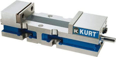 Kurt - 4" Jaw Width, 6" Jaw Opening Capacity, Horizontal Stationary Machine Vise - Manual Operation, 7,500 Lb Capacity, 1 Station, 14.16" Long x 3.4900" High x 1-15/64" Deep, 1.235" Jaw Height, Ductile Iron - Benchmark Tooling