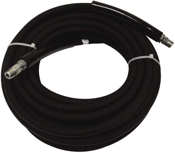 Value Collection - 50' Long, 3/8" Fitting, Male Rigid x Male Swivel Fitting, -40 to 310°F, Synthetic Rubber High Temp & High Pressure Hose - 3/8" Inside x 5/8" Outside Diam, Black, 3,000 psi - Benchmark Tooling