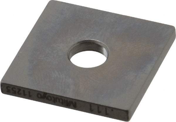 Mitutoyo - 0.111" Square Steel Gage Block - Accuracy Grade 0, Includes Certificate of Inspection - Benchmark Tooling