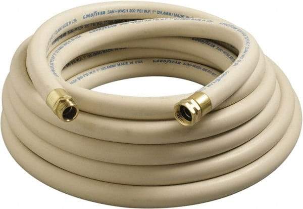 Continental ContiTech - 50' Long, 1/2 Male x Female GHT, -40 to 205°F, Synthetic Rubber High Temp & High Pressure Hose - 1/2" ID x 0.84" OD, White, 300 Max psi - Benchmark Tooling