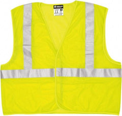 MCR Safety - Size M Flame Resistant/Retardant Lime Mesh General Purpose Vest - 24" Chest, ANSI 107-2015, Hook & Loop Closure, 3 Pockets, Polyester - Benchmark Tooling