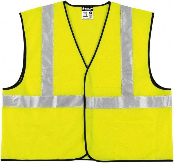 MCR Safety - Size 3XL Flame Resistant/Retardant Lime Solid General Purpose Vest - 27.4" Chest, ANSI 107-2015, Hook & Loop Closure, 3 Pockets, Polyester - Benchmark Tooling