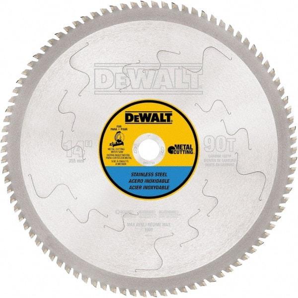 DeWALT - 14" Diam, 1" Arbor Hole Diam, 90 Tooth Wet & Dry Cut Saw Blade - Carbide-Tipped, Standard Round Arbor - Benchmark Tooling