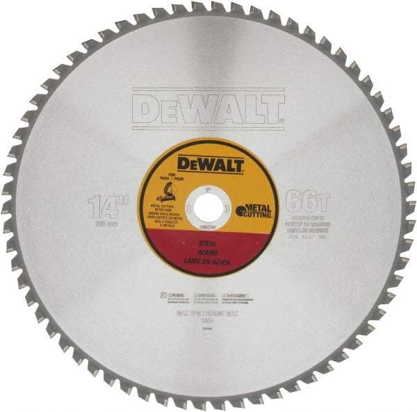 DeWALT - 14" Diam, 1" Arbor Hole Diam, 66 Tooth Wet & Dry Cut Saw Blade - Carbide-Tipped, Standard Round Arbor - Benchmark Tooling