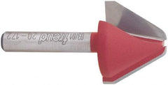 Freud - 1" Cut Diam, 3/4" Length of Cut, 0 Flute Lettering Edge Profile Router Bit - Carbide-Tipped, 1/4" Shank Diam, 2" OAL, Proprietary Coating - Benchmark Tooling