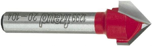 Freud - 1/2" Cut Diam, 7/16" Length of Cut, 0 Flute V-Groove Edge Profile Router Bit - Carbide-Tipped, 1/4" Shank Diam, 1-3/4" OAL, Proprietary Coating - Benchmark Tooling