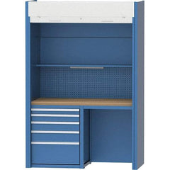 LISTA - 60-1/4 Wide x 29-3/4" Deep x 91-1/2" High, Butcher Block Workstation - Fixed Legs, Classic Blue - Benchmark Tooling