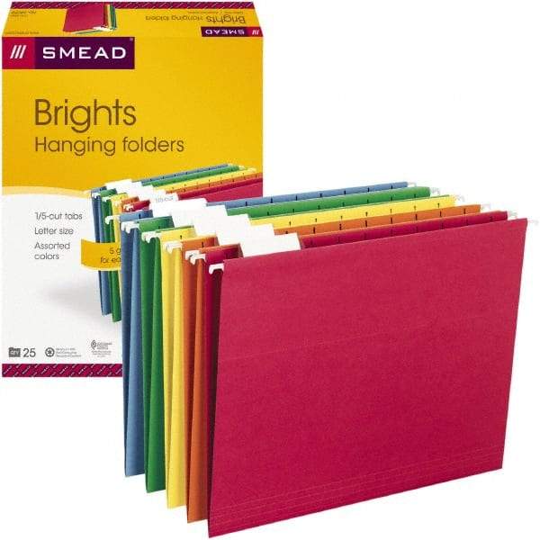 SMEAD - 8-1/2 x 11", Letter Size, Assorted Colors, Hanging File Folder - 11 Point Stock, 1/5 Tab Cut Location - Benchmark Tooling