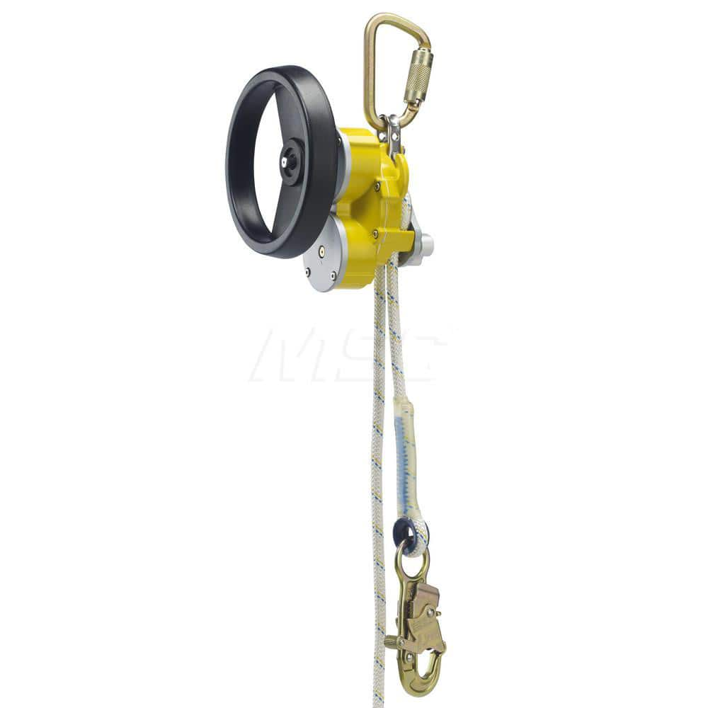 Confined Space Entry & Retrieval Systems; Hoist Type: Tripod/Winch Combo; Winch Power Type: Manual; Description: Yellow; 100 Ft. (30.5 M) Rescue And Descent Kit With Rescue Wheel, 4 Ft. (1.2M) Anchor Sling, 2 Carabiners and Carrying Bag