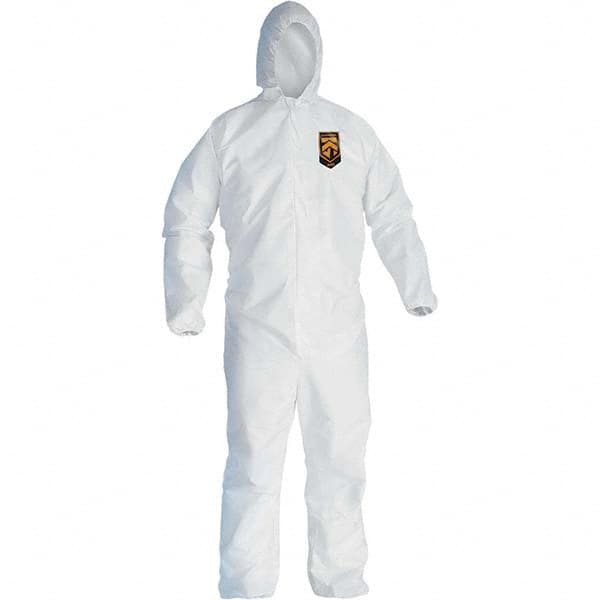 KleenGuard - Size XL Film Laminate General Purpose Coveralls - White, Zipper Closure, Elastic Cuffs, Elastic Ankles, Serged Seams - Benchmark Tooling