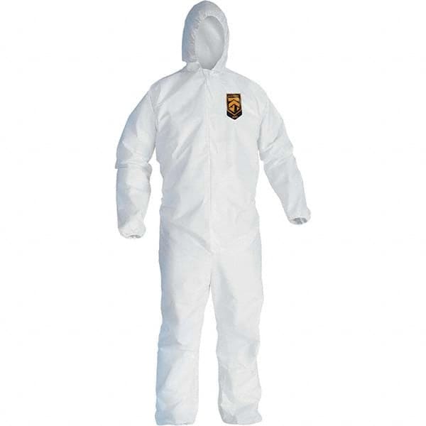 KleenGuard - Size M Film Laminate General Purpose Coveralls - White, Zipper Closure, Elastic Cuffs, Elastic Ankles, Serged Seams - Benchmark Tooling