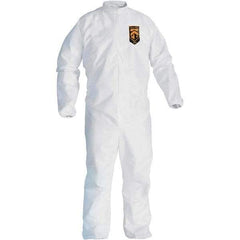 KleenGuard - Size 4XL Film Laminate General Purpose Coveralls - White, Zipper Closure, Elastic Cuffs, Elastic Ankles, Serged Seams - Benchmark Tooling