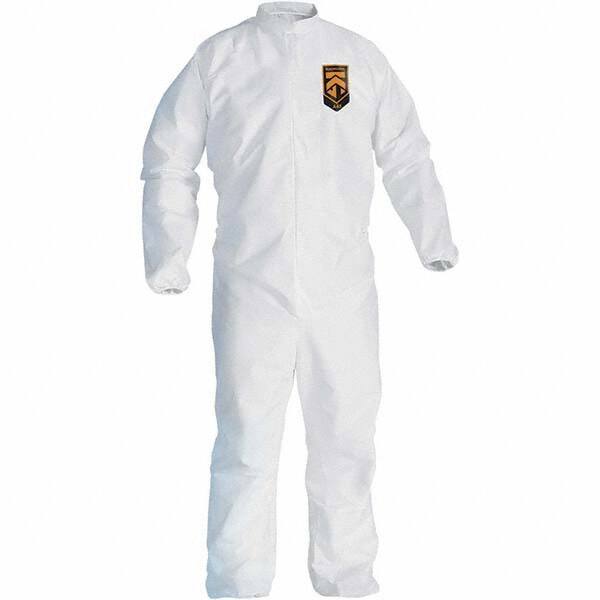 KleenGuard - Size M Film Laminate General Purpose Coveralls - White, Zipper Closure, Elastic Cuffs, Elastic Ankles, Serged Seams - Benchmark Tooling