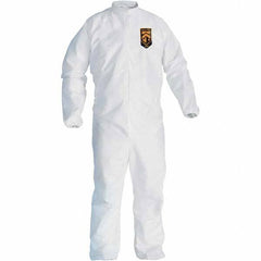 KleenGuard - Size M Film Laminate General Purpose Coveralls - White, Zipper Closure, Elastic Cuffs, Elastic Ankles, Serged Seams - Benchmark Tooling