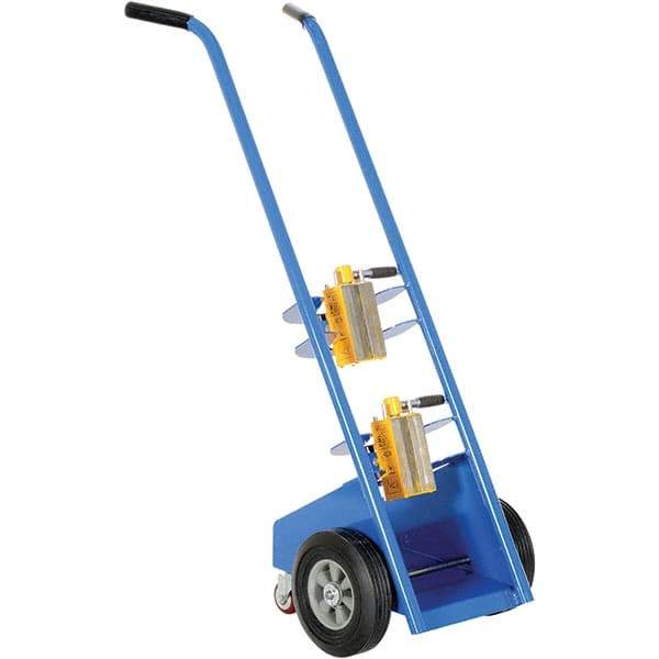 Vestil - 350 Lb Capacity 50" OAH Hand Truck - Dual Handle, Metal, Rubber Wheels - Benchmark Tooling