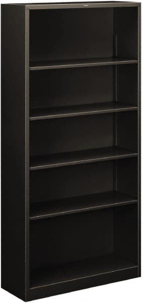 Hon - 5 Shelf, 71" High x 34-1/2" Wide Bookcase - 12-5/8" Deep, Steel, Charcoal - Benchmark Tooling