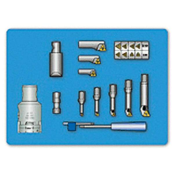 Iscar - 0.236" Min Diam Smallest Bar, 0.866" Min Diam Largest Bar, Indexable Boring Bar Set - TPGX, WCGT Insert, KITI BHEI Toolholder, 21mm Max Bore Depth - Benchmark Tooling