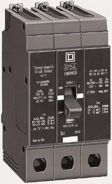Square D - 20 Amp, 480Y/277 V, 3 Pole, Bolt On Branch Circuit Breaker - Thermal Magnetic Trip, 35 kA Breaking Capacity, 14-6 (Aluminum Copper) AWG, 4.05 Inch Deep x 5.66 Inch High x 2.94 Inch Wide - Benchmark Tooling