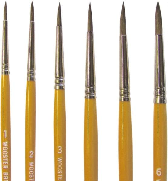 Wooster Brush - #6 Camel Hair Artist's Paint Brush - 3/16" Wide, 0.703" Bristle Length, 5-35/64" Plastic Handle - Benchmark Tooling