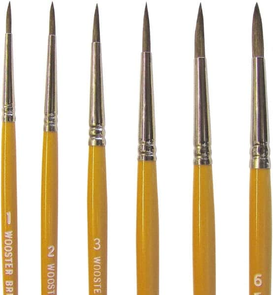 Wooster Brush - #3 Camel Hair Artist's Paint Brush - 3/16" Wide, 1/2" Bristle Length, 5-21/32" Plastic Handle - Benchmark Tooling