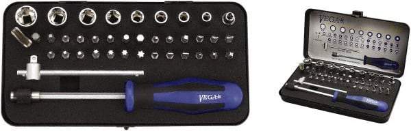 VEGA Industries - 39 Piece, 1/4" Drive Screwdriver Bit Set - #1 to #3 Phillips, 5/64 to 1/4" Hex, T10 to T40 Torx, #1 to #3 Square Recess - Benchmark Tooling