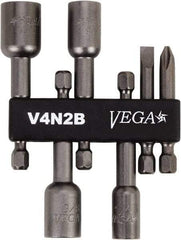 VEGA Industries - 6 Piece, Phillips, Slotted, Magnetic Nutsetters Handle, Screwdriver Bit Set - 1/4" Hex Drive - Benchmark Tooling