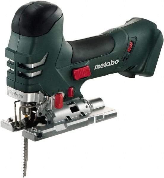 Metabo - 18 Volt, 3,000 SPM, 5-1/4" Stroke Length, Lithium-Ion Cordless Jigsaw - 45° Cutting Angle, Series M18 - Benchmark Tooling