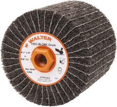 WALTER Surface Technologies - 4-1/2" Diam, 80 Grit Aluminum Oxide Unmounted Flap Wheel - 5/8" Hole, 5/8-11 Thread, 4" Wide, Nonwoven & Coated, Fine Grade, 3,800 Max RPM - Benchmark Tooling