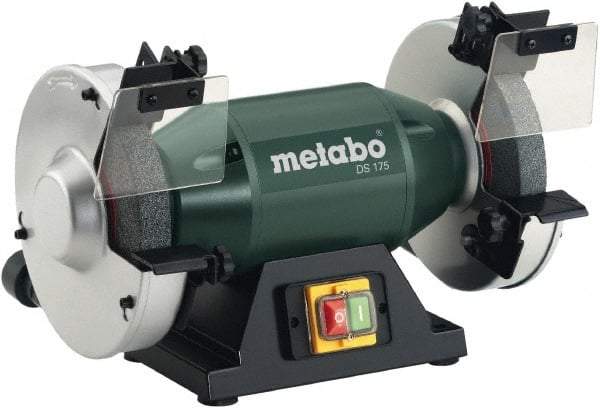 Metabo - 7" Wheel Diam x 1" Wheel Width, 1 hp Bench Grinder - 1" Arbor Hole Diam, 1 Phase, 3,570 Max RPM, 120 Volts - Benchmark Tooling