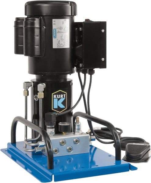 Kurt - 5,000 psi Air-Hydraulic Pump & Jack - Use with Single Acting Cylinders, Advance, Hold & Retract - Benchmark Tooling