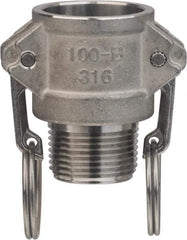 Value Collection - 3" Stainless Steel Cam & Groove Suction & Discharge Hose Female Coupler Male NPT Thread - Part B, 3" Thread, 500 Max psi - Benchmark Tooling