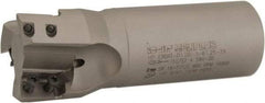 Iscar - 1-1/2" Cut Diam, 0.709" Max Depth of Cut, 1-1/4" Shank Diam, 4" OAL, Indexable Square Shoulder End Mill - HP AD.. 1906.. Inserts, Weldon Shank, 90° Lead Angle, Through Coolant, Series Heliplus - Benchmark Tooling