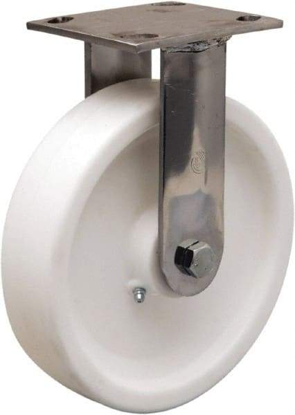 Hamilton - 8" Diam x 2" Wide x 9-1/2" OAH Top Plate Mount Rigid Caster - Polyolefin, 800 Lb Capacity, Delrin Bearing, 4 x 4-1/2" Plate - Benchmark Tooling
